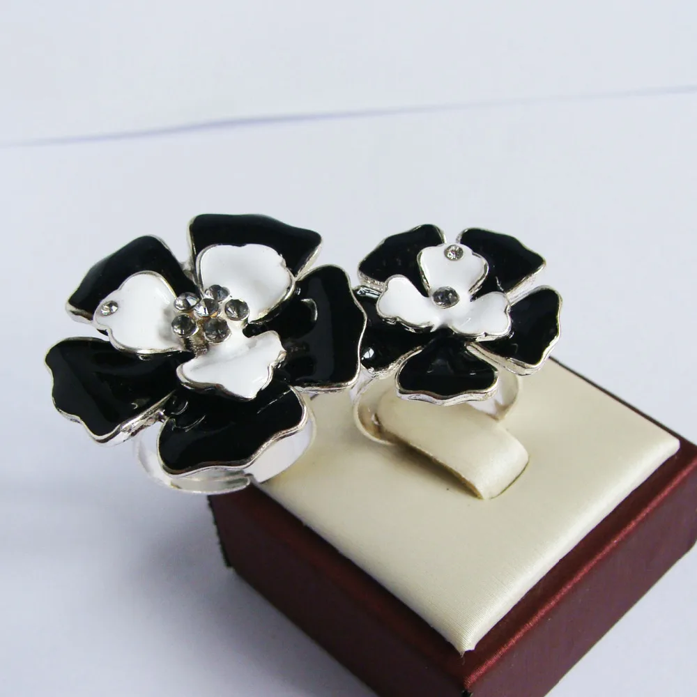 Европейская мода высокое качество двойной палец кольцо регулируемое черное