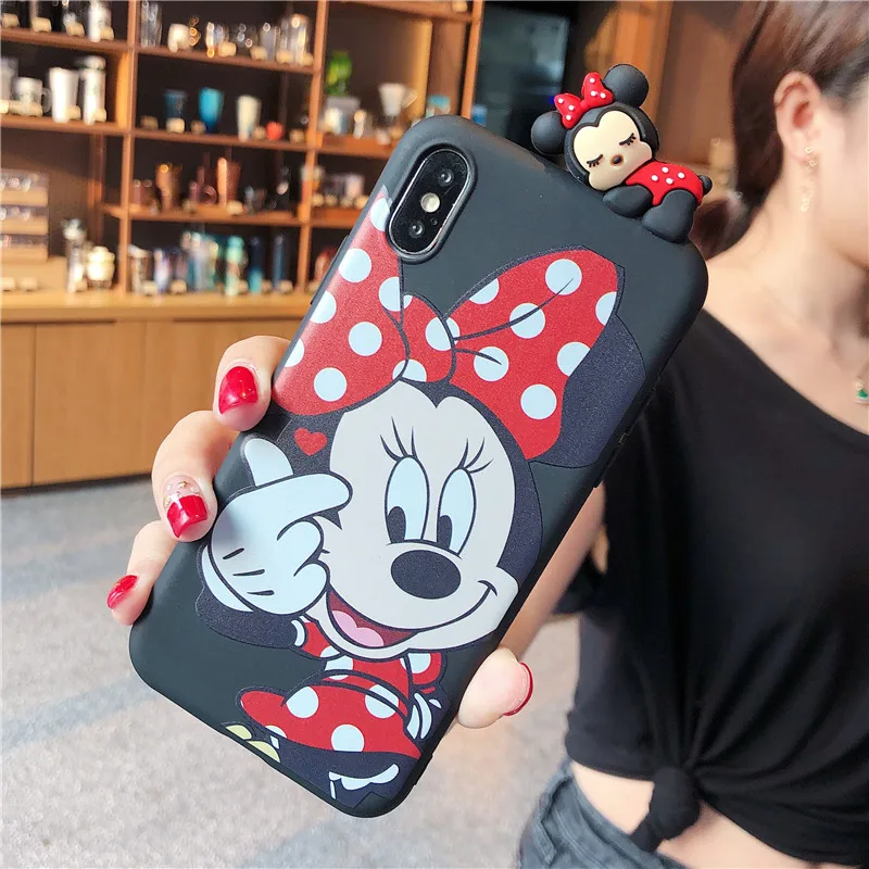 Модный милый чехол с 3D рисунком Микки и Минни для пары iPhone X XR XS MAX мультяшный 6 S 7 8
