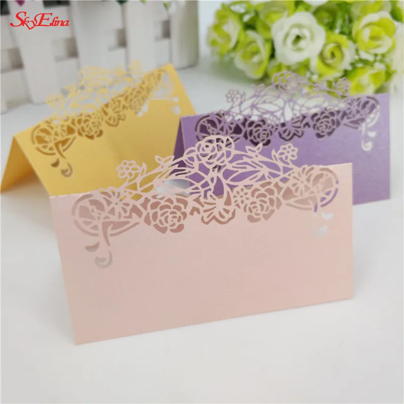 100/50/10pcs Table Name Place Cards Hollow Out Wedding Message Invite Card Party Decoration Favor 5Z | Дом и сад