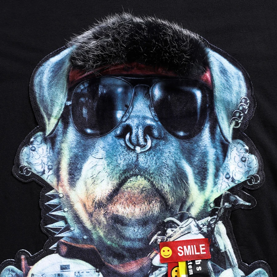 Plus Size Man t-Shirt Long Sleeve Cotton Cartoon Harajuku 3d t Shirt Men Shar Pei Hip Hop Pug Tee Homme Punk Tops G5G021 | Мужская