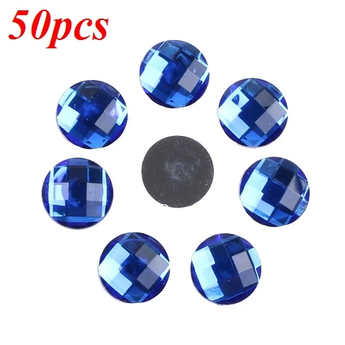 Sapphire 50 шт./лот, новинка, 20*20 мм, белые блестящие круглые стразы с большой землёй, без отверстий, кристалл, камень, для женщин, сделай сам, ювелирные изделия для свадебного платья, одежда - Цвет: Sapphire