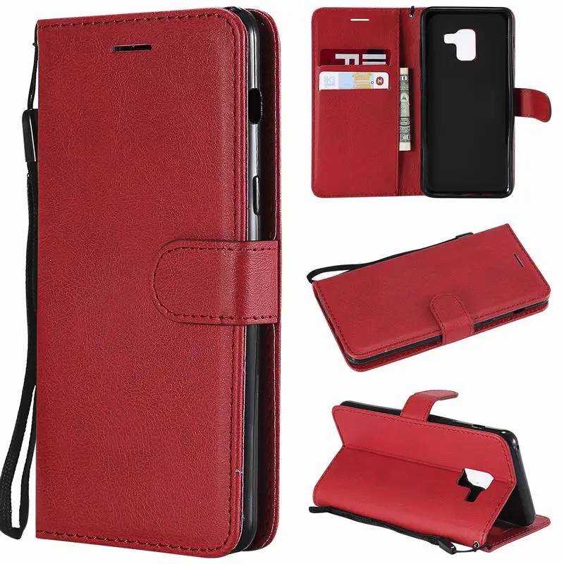 Red Case 2 Чехол для Samsung Galaxy A8 чехол Samsung A8 Plus откидная крышка кожаный кошелек Люкс чехол ретро складной протектор - Цвет: Red Case 2