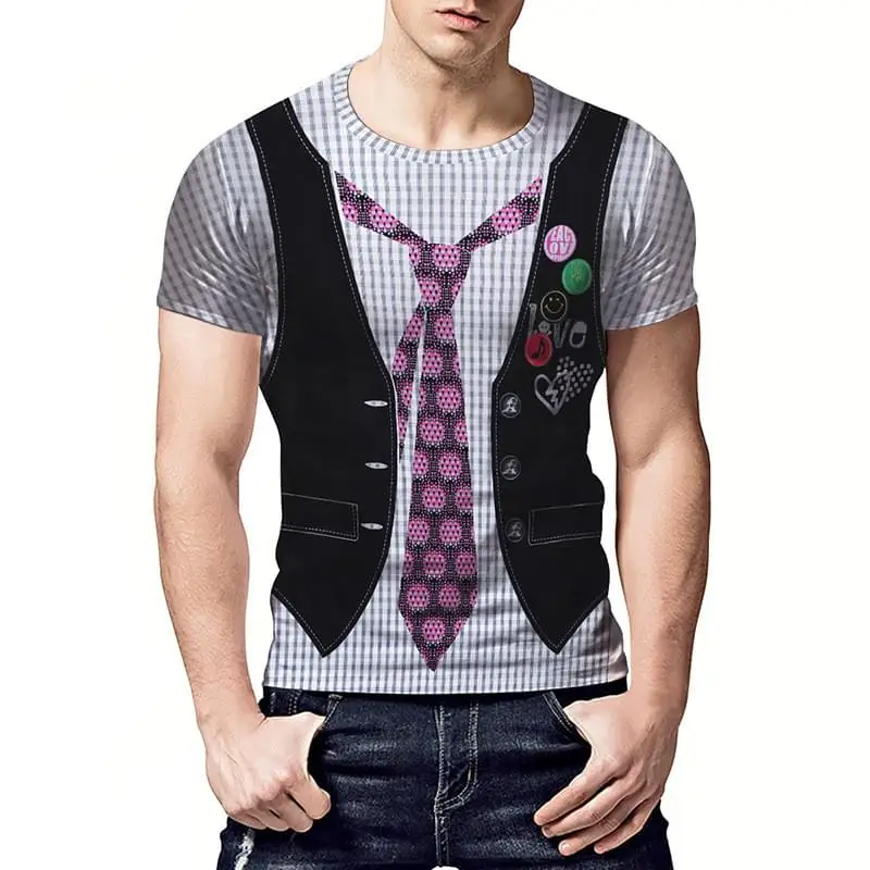 Имитация 2 шт Мышцы Грудь 3D футболка мужские футболки топы Летняя Camisa Masculina
