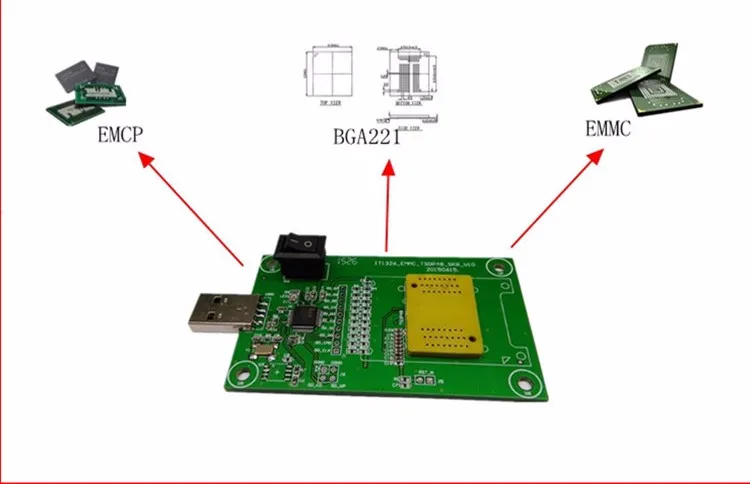 EMMC153 169 EMCP162 186 EMCP221 серия чип разъем тестер программатор USB порт устройство для