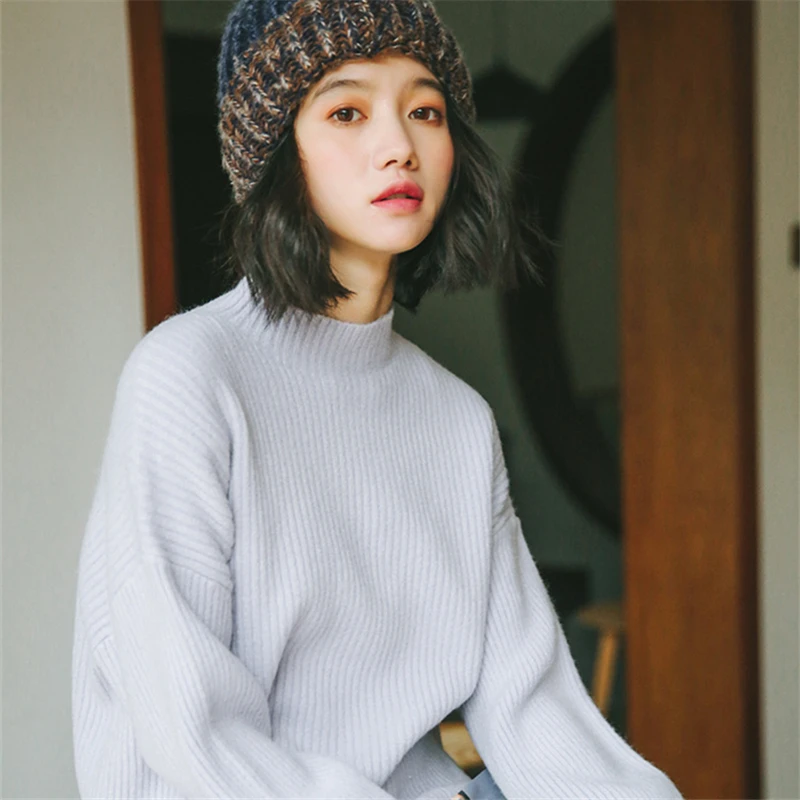 Harajuku 2017 Autumn Korean Fashion Turtleneck Sweater Lantern Sleeve Kawaii Female Clothing High-quality Preppy Style Pullovers | Женская