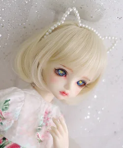 Парики Для шарнирных кукол молочно-золотистые прямые парики с грибовидной головой для шарнирных кукол 13, 14, 16, DD, SD, MSD, YOSD, высокотемпературная проволока