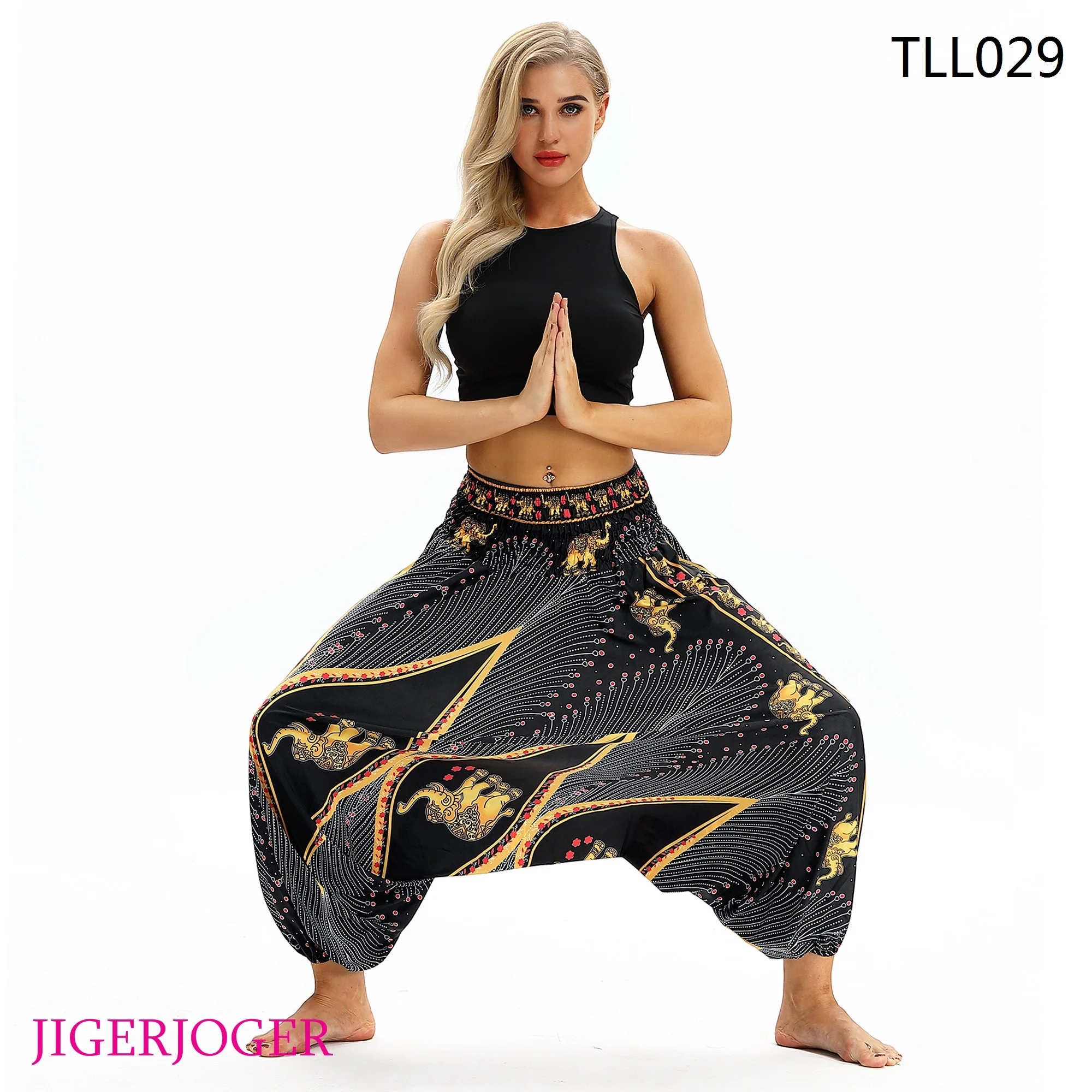 JIGERJOGER черные глаза женские золотые Слоны Lounge Леггинсы Шаровары с печатным