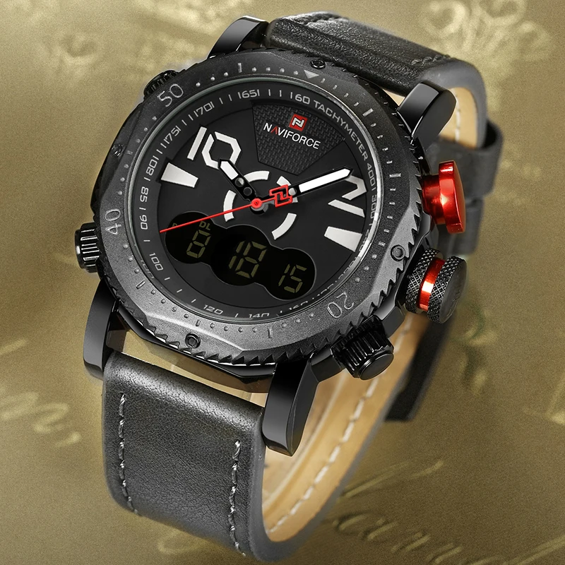Мужские часы Топ люксовый бренд NAVIFORCE водонепроницаемые цифровые кварцевые