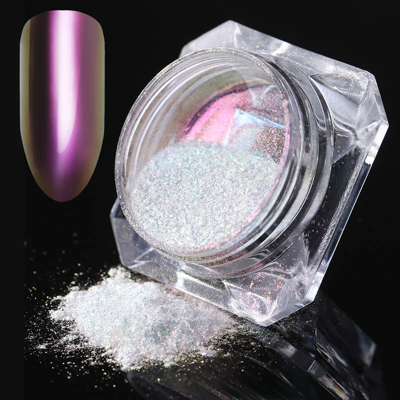 Блеск для ногтей зеркальная пудра хамелеон хромированный пигмент ногтевого