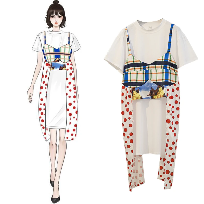 2 шт новые летние свободные женские длинные белые футболки Платья и без бретелек