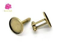 20pcslot french cufflink setting blank fit cabochon cameo base antique bronze metal cufflink 12mm 14mm 16mm 18mm 20mm
