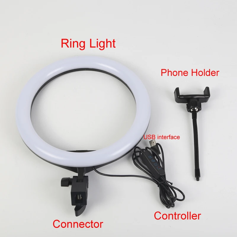 Photo Studio LED Selfie Ring Light 10&quot 36W 3200-5800K Photographic Lighting for youtube Video with Cell Phone Holder | Электроника