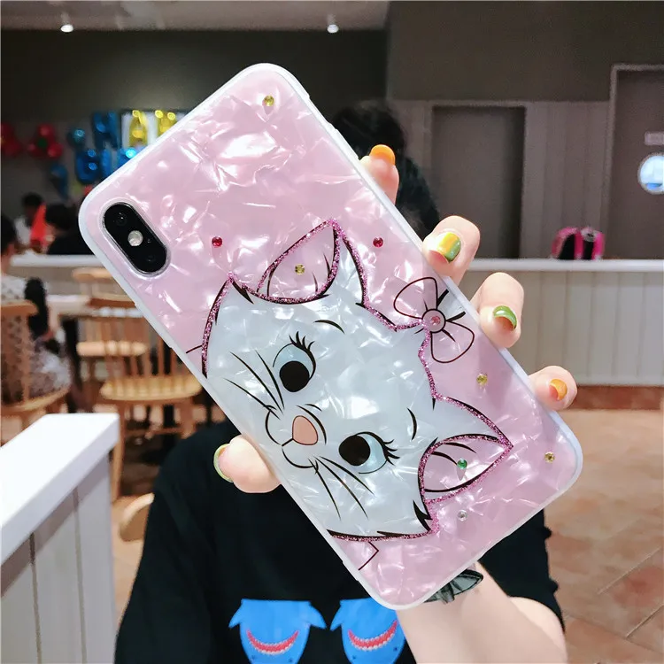 Мягкий силиконовый чехол для телефона с мультяшным бриллиантом Marie Cat для iphone XS MAX, милый розовый красивый чехол для iphone 6, 6 S, 7, 8 plus, X