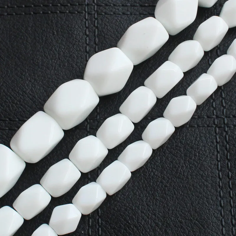 Граненые белые фарфоровые прямоугольные бусины 15 дюймов на нитку|bead strands|strand