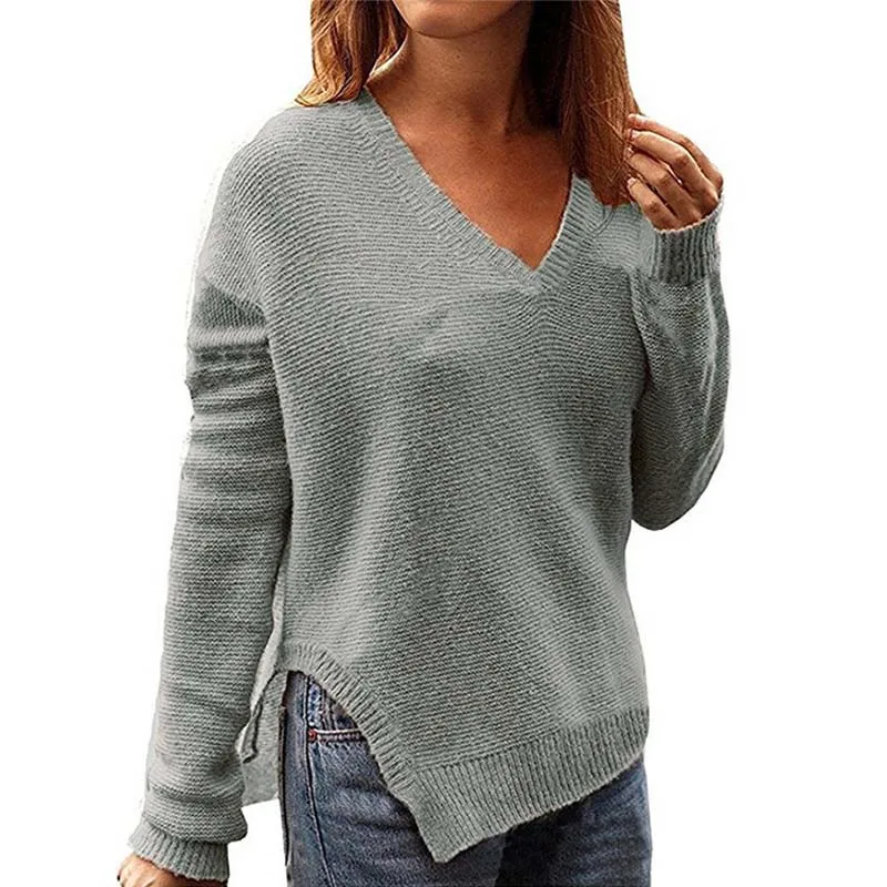 2018 Sweaters Women Winter Ladies Pullover Autumn V-neck Short Plus Size Loose Knitted and Pullovers Tops | Женская одежда