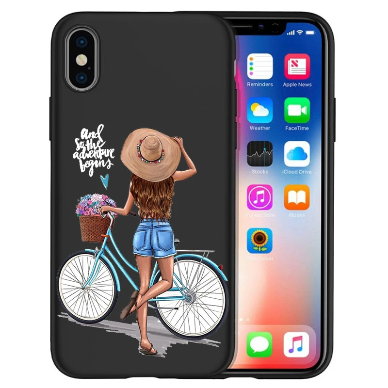 Чехол для Apple iPhone X 7 8 6 6S Plus 5 5S SE XS MAX XR Etui Princess Черный Коричневый чехол телефона с