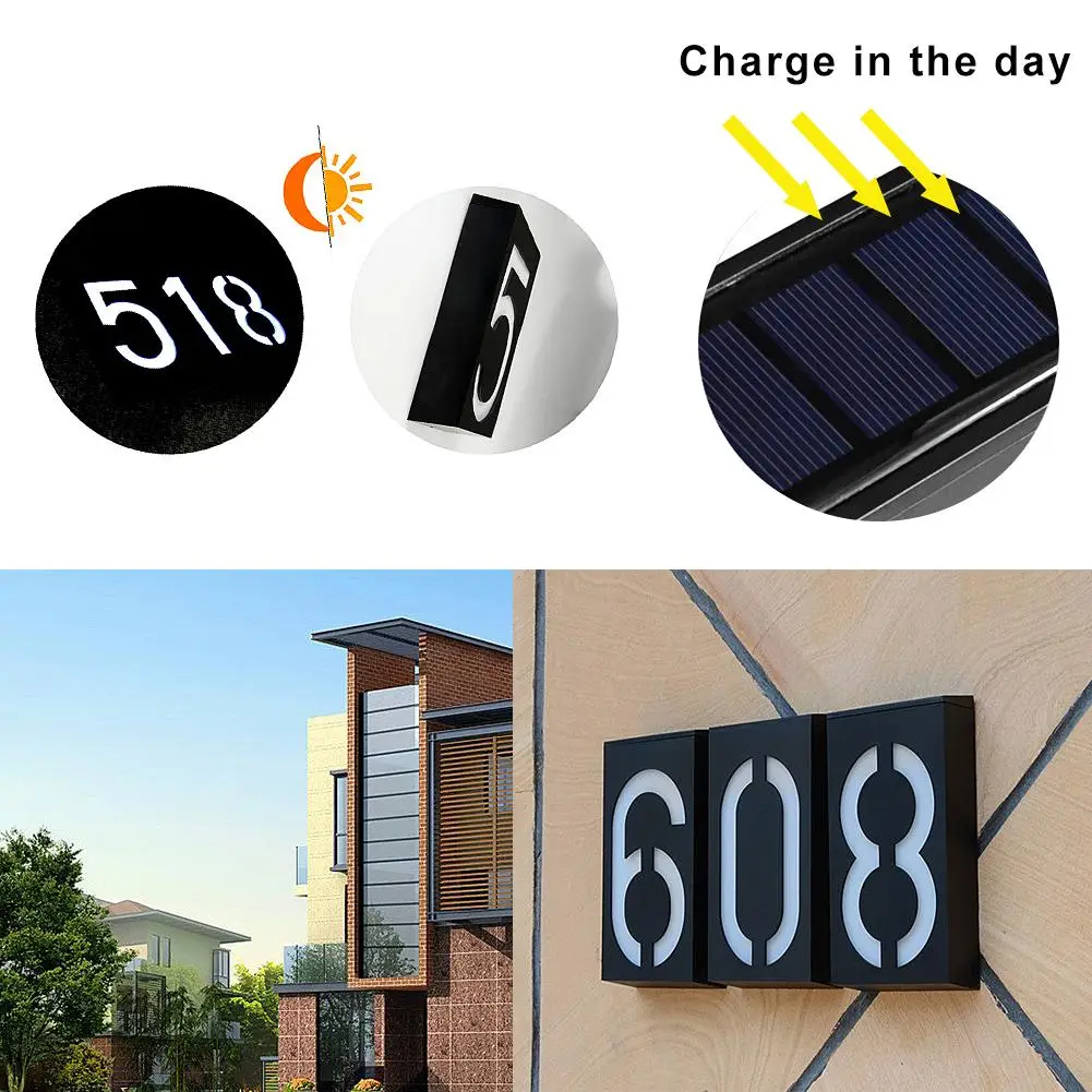 

House Number Solar Digital Wall Light Doorplate Lighting Control Solar LED House Number Villa Garden Backlit Light