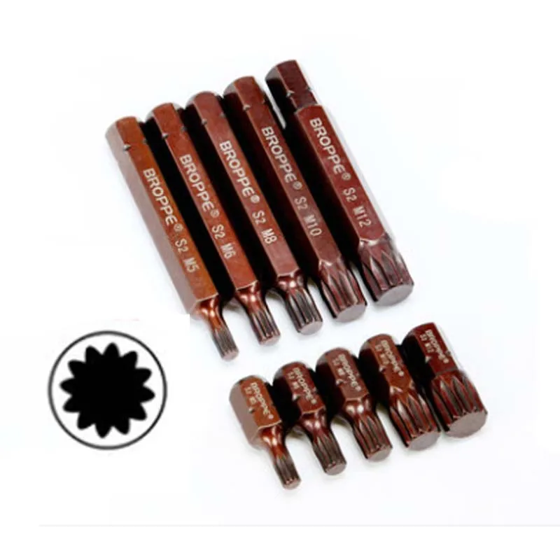 

5pcs M5-M12 Star Screwdriver Bit 10mm Hex Shank for Impact Screwdriver M5/M6/M8/M10/M12 30mm 75mm