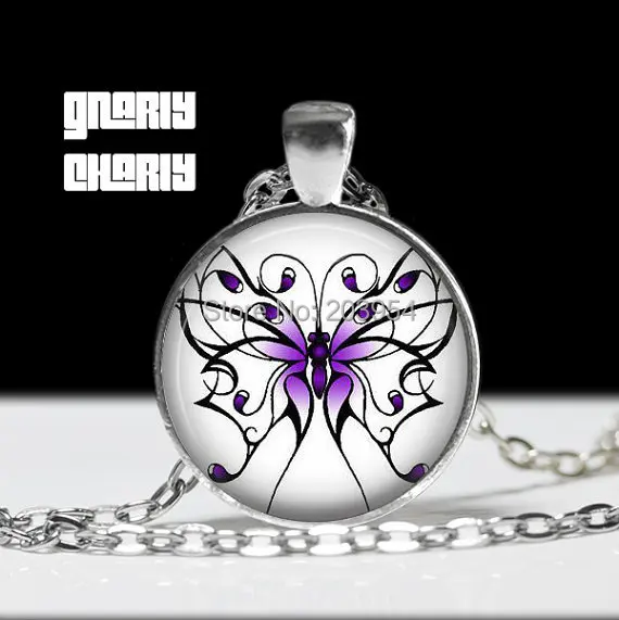 Ожерелье ручной работы в стиле стимпанк с фиолетовыми бабочками из фильма 1