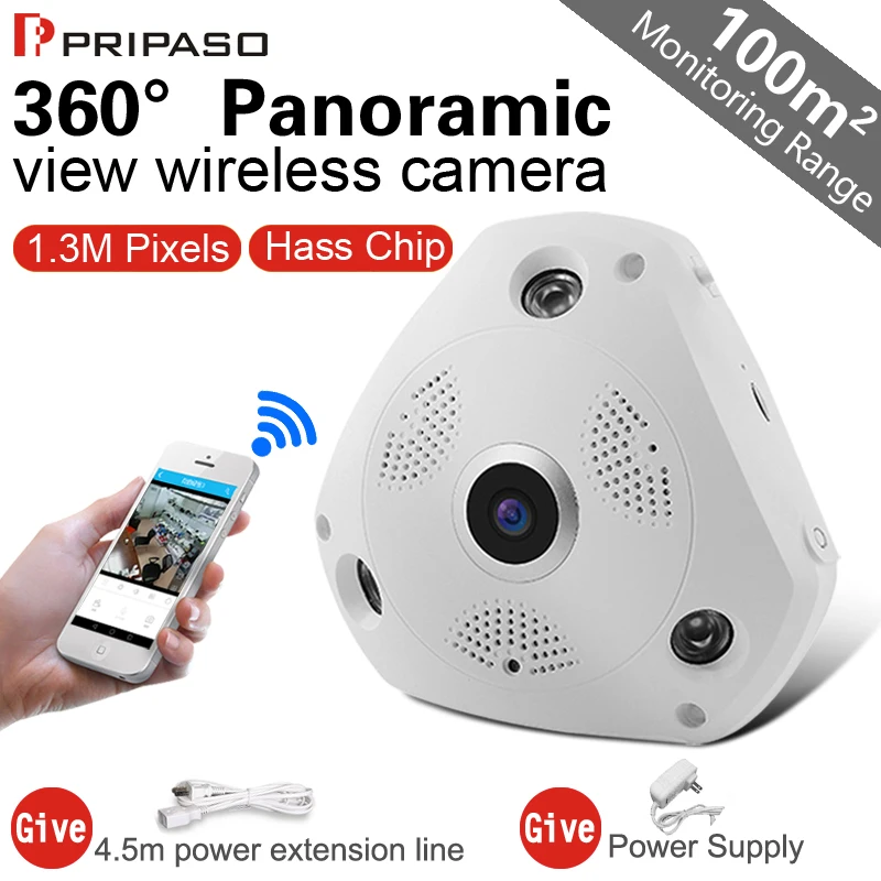 Pripaso 960 P HD Wi Fi Рыбий Глаз 360 Градусов Панорамный VR Камера с День/Ночного Видения