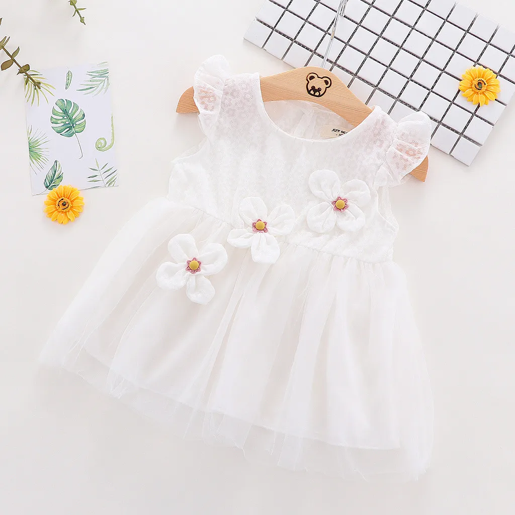 Infant Baby Girls Sleeveless Big Flower Embroidery Tulle Dress Princess Dresses Cute Kids Party for girls | Детская одежда и обувь
