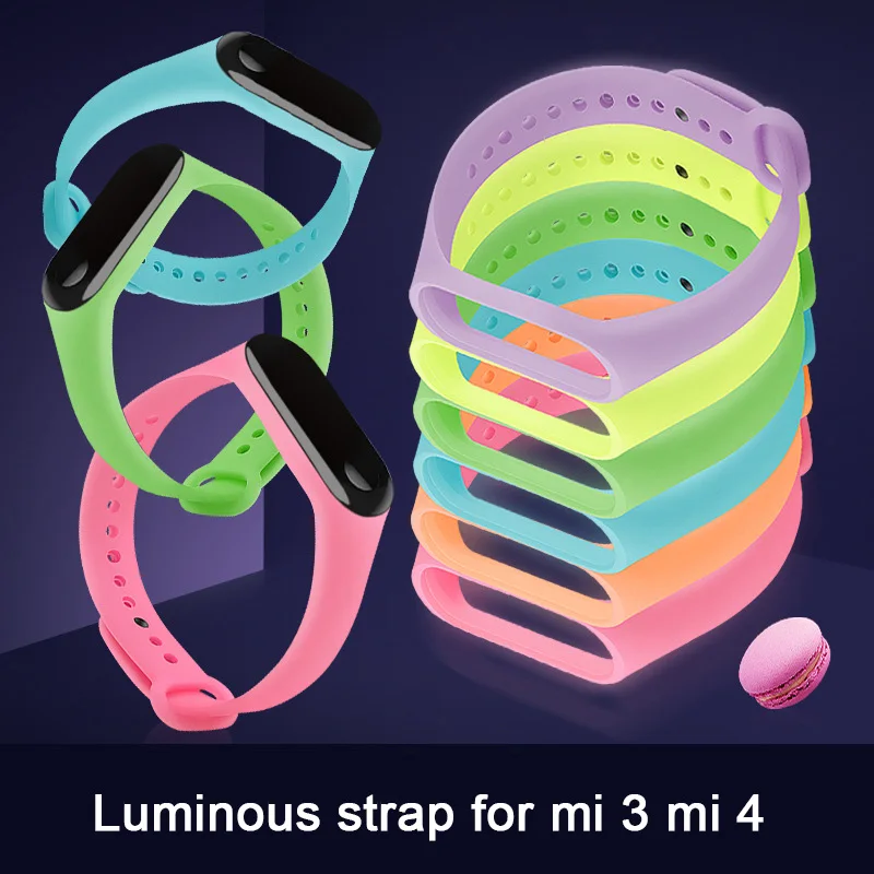 Светящиеся браслеты для Xiao Mi Band 3 4 из ТПУ водонепроницаемые Ремешки наручных