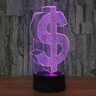 Светодиодная лампа в виде символа доллара США, 3d светильник со сменными цветами, Usb, ночник для офиса, декор для друзей, подарок для бизнеса