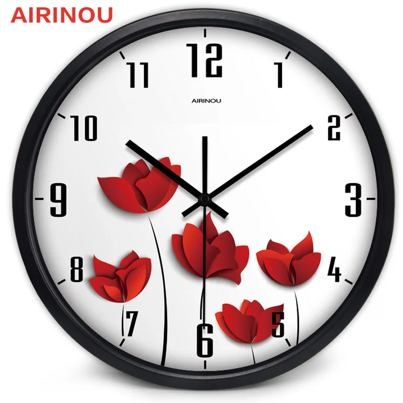 Airinou настенные часы из стекла и металла с изображением красной розы|designer wall clock|wall