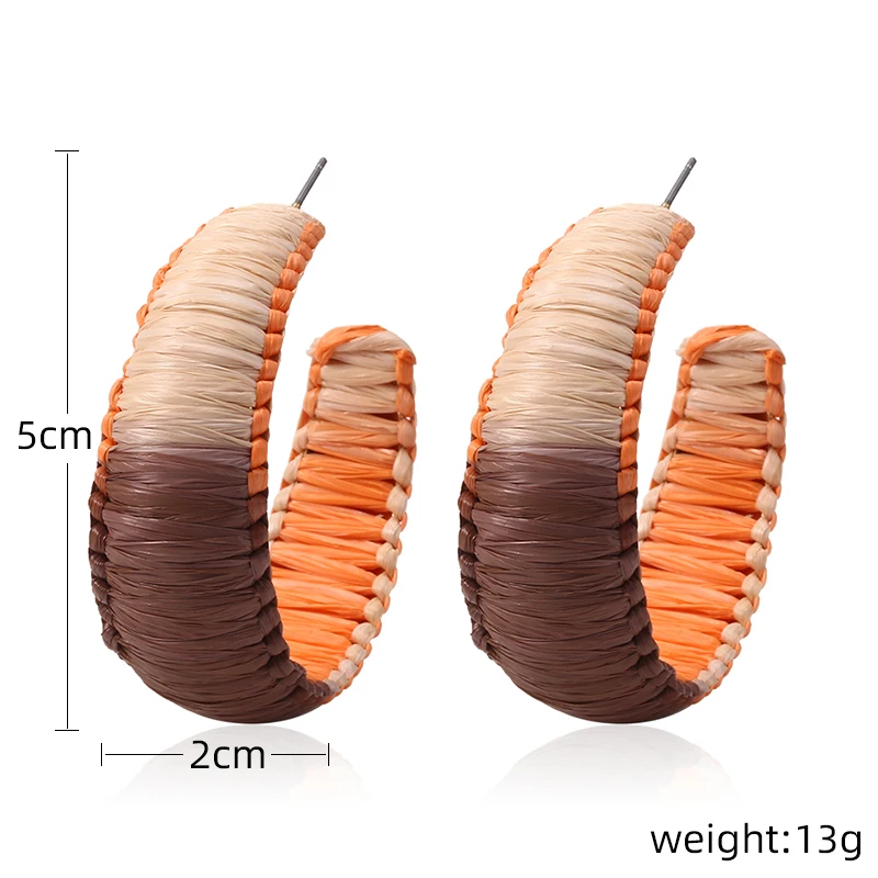 

HOCOLE Handmade Big Woven Earring Female Bohemian Colorful Geometric Hoop Earrings For Women Wedding Party Jewelry 2019 New