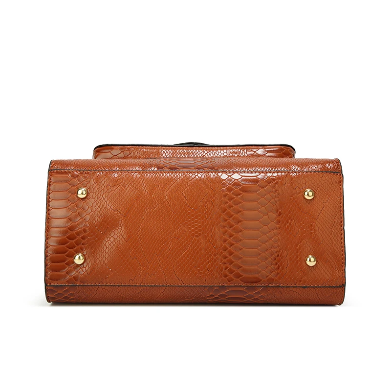 

Vintage Big Snake Skin Women Top Handle Handbag Shoulder Bags High Quality PU Leather Tote Bags Middle Age Ladies Messenger Bags