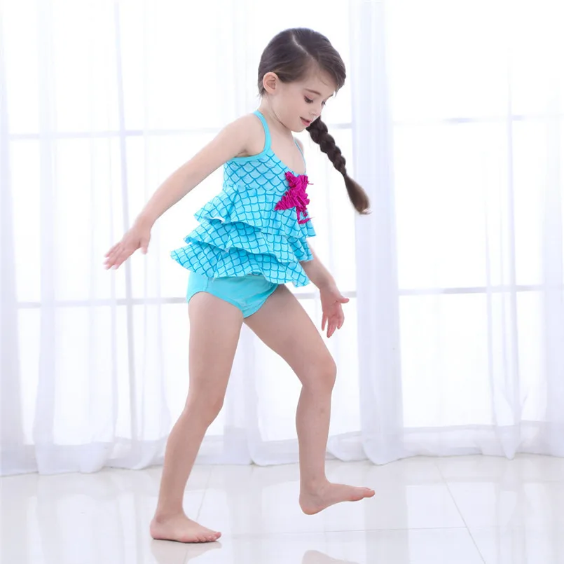 Модный милый купальный костюм Русалочки для маленьких девочек купальник бикини