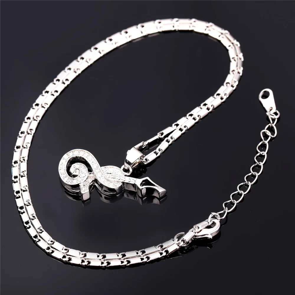 U7 Позолоченный Гитара Кулон Ожерелье Мужчинны /Женщины Циркон Музыкальный Знак