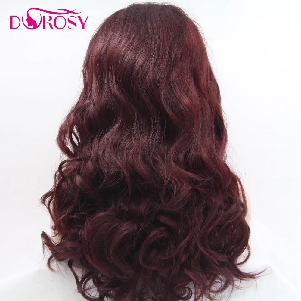 DOROSY волосы высокотемпературные волокна Cabelo Perrque винно-красного цвета длинные глубокие волны синтетические кружева спереди парик для женщин костюм