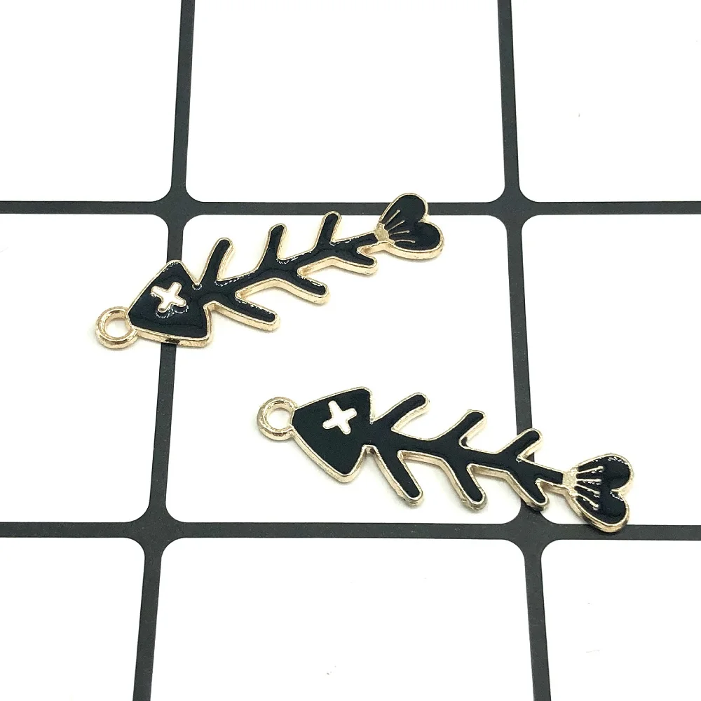 10Pcs/lot High Quality Fashion Enamels Charms Gift Fish Bone Alloy Pendant Bracelet Necklace Jewelry Accessories DIY Craft | Украшения и