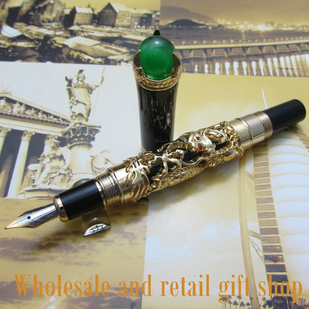 

Jinhao J500 перьевая ручка с жемчугом и драконом король красивая ретро культура подарок чернильная ручка