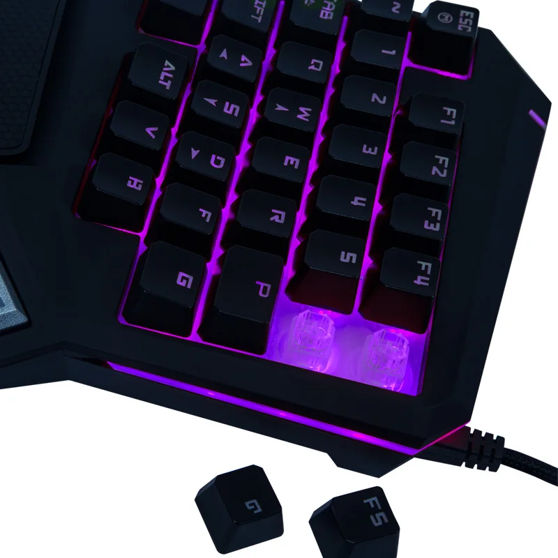 Профессиональная игровая клавиатура Delux T9 Pro с одной ручкой мини 7 цветной светодиодной подсветкой для Windows