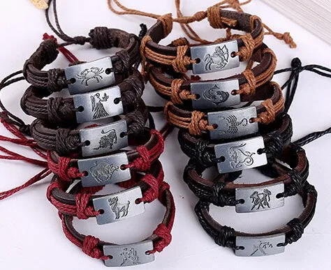 Гороскоп много 12 шт. Бесплатная доставка Регулируемая унисекс браслет подарки Fine