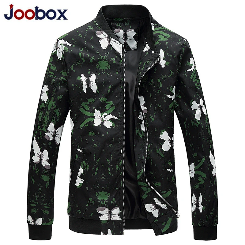 Мужская куртка бомбер с цветочным принтом JOOBOX приталенная ветровка бейсбольная