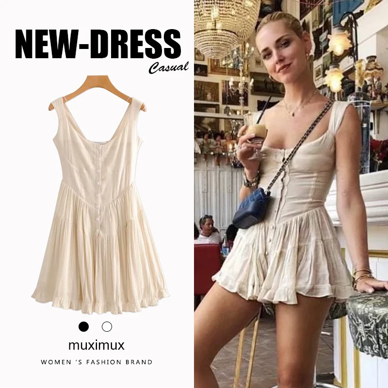 Женское богемное платье на бретельках Boho летнее однотонное пляжное мини черного