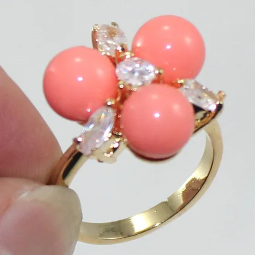

New Design ! Free Shipping 8MM Pink South Sea Shell Pearl Jewelry Ring