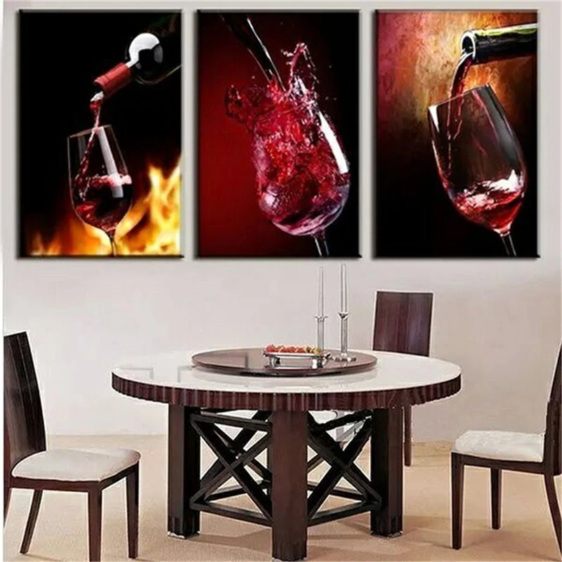 3 шт. без рамы современный Кухня холст Картины красное Вино Кубок Бутылка