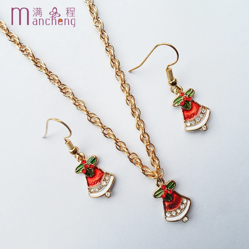 Popcorn Chain Christmas dress pendant necklace sets gold color women earrings girls gift | Украшения и аксессуары