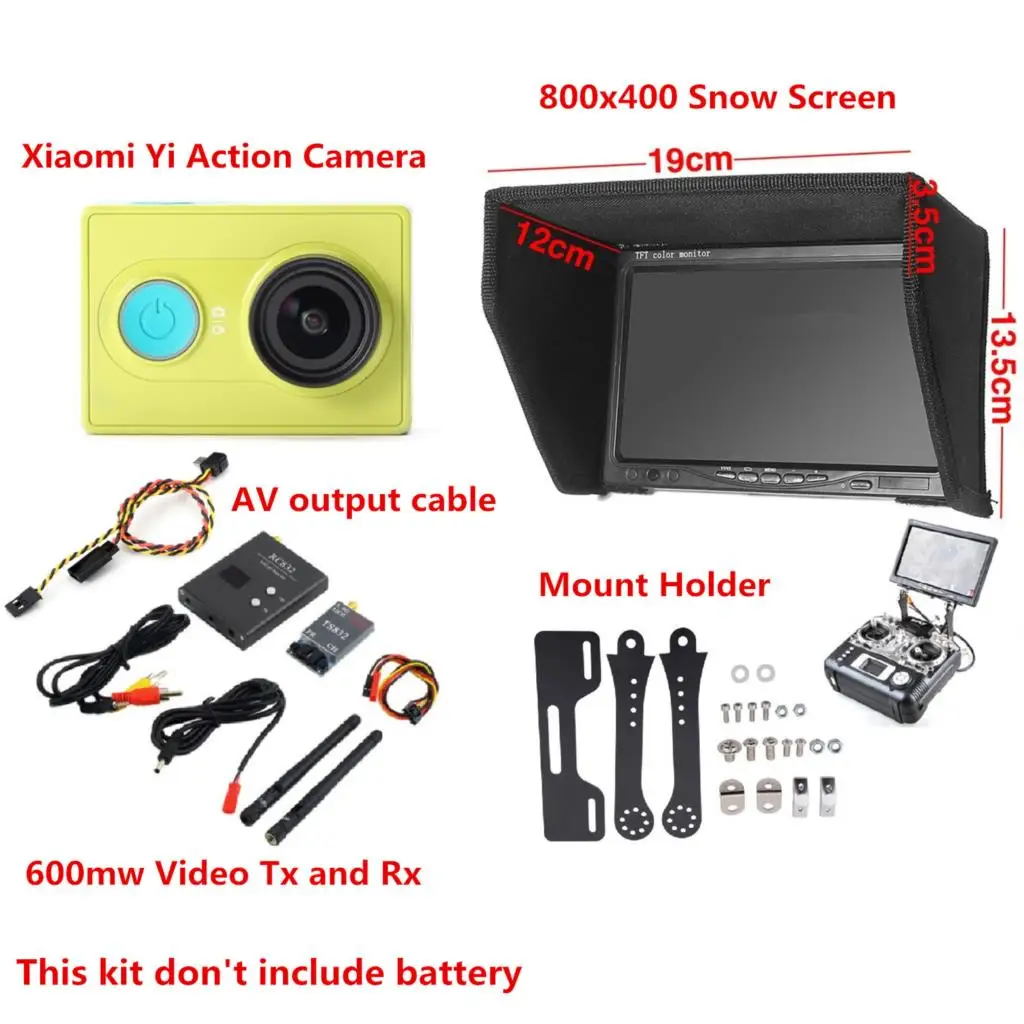 FPV Combo 800x480 несиний монитор+ 600 МВт Tx и Rx+ Радио Держатель для SJCAM SJ4000 XiaoMi Yi Спорт экшн Gopro камера QAV250