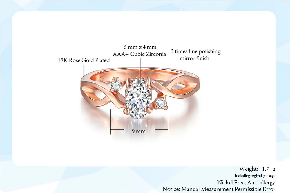 Модные спиральные женские кольца из розового золота для юбилея, инкрустированные овальным блестящим кубическим цирконием, ювелирные изделия, опт, DWR785