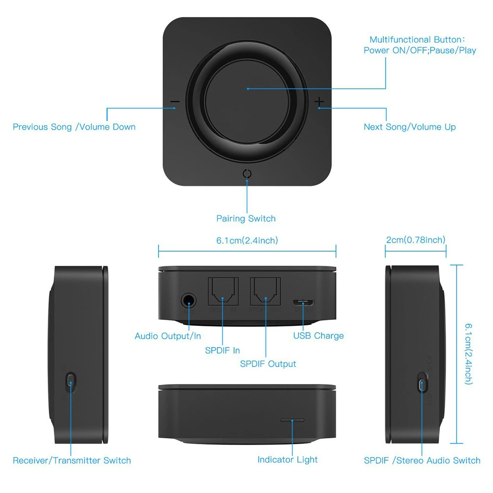 Двухканальный Bluetooth 5 0 CSR8675 Aptx HD с низкой задержкой SPDIF RCA Aux 3 мм музыкальный