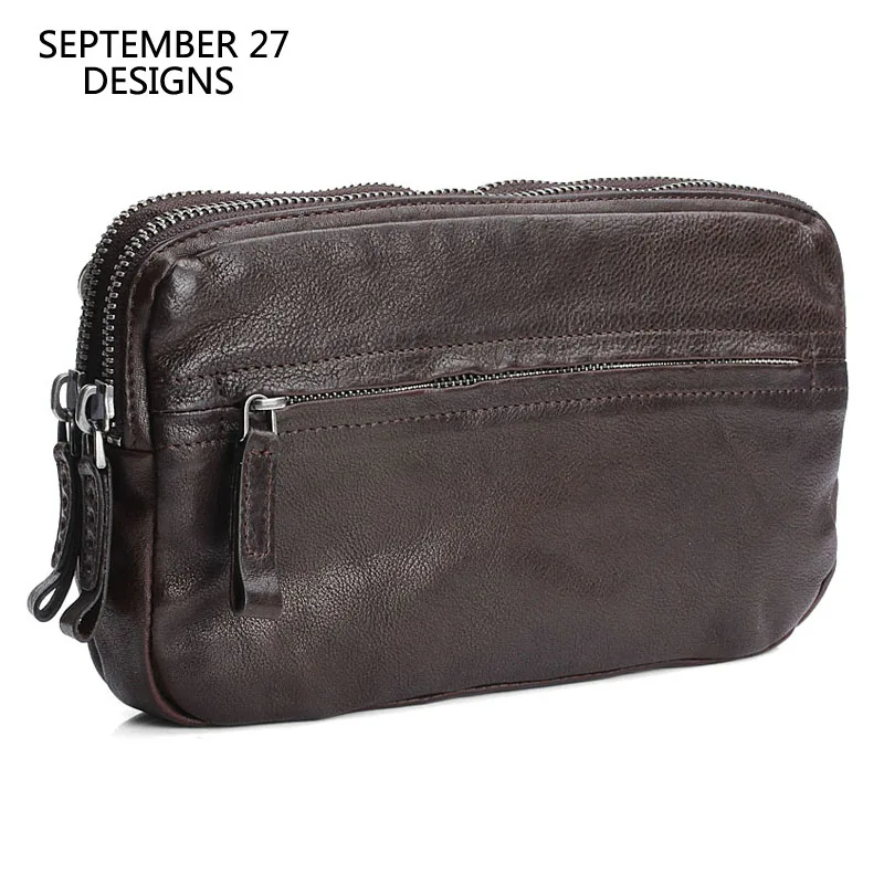 

Genuine Leather Men Clutch Wallets Business Multifunctional Large Capacity Male Phone Purses Cowhide Vintage Credit Card Wallet