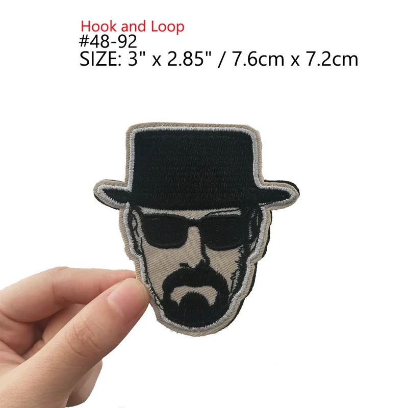 HEISENBERG BREAKING BAD walter LOS POLLOS HERMANOS SAY MY NAME Uniform Costume Movie TV Uniform Embroidered Iron On Patch - Цвет: Черный никель