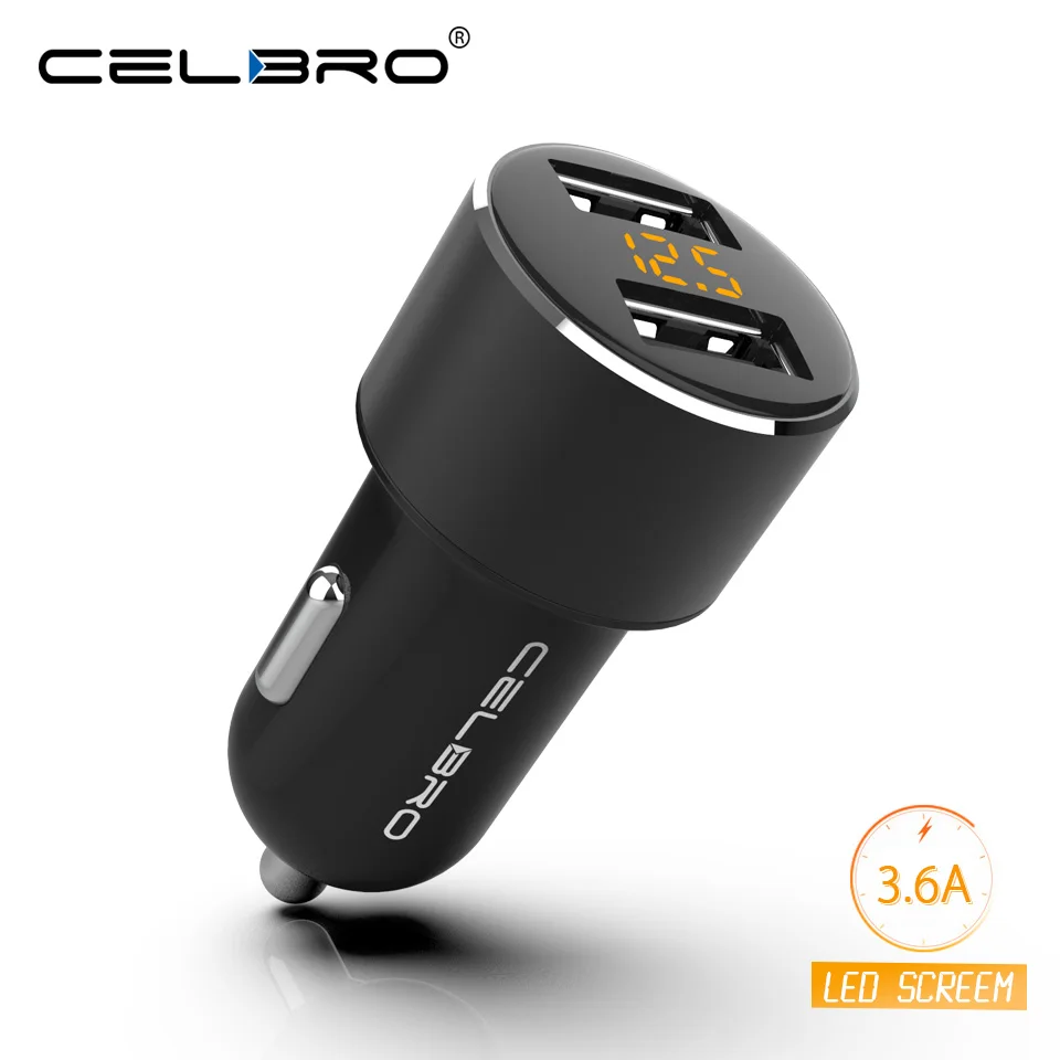 Автомобильное зарядное устройство 3 6 А USB светодиодный дисплей металл Dual
