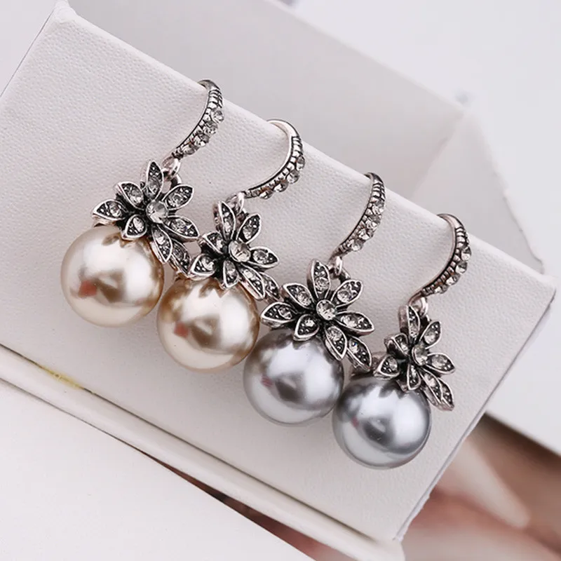 Винтажные серьги-капли женские 2019 мода Имитация жемчужины Цветочные подвески для сережек Праздничные свадебные украшения Аксессуары Мужчина