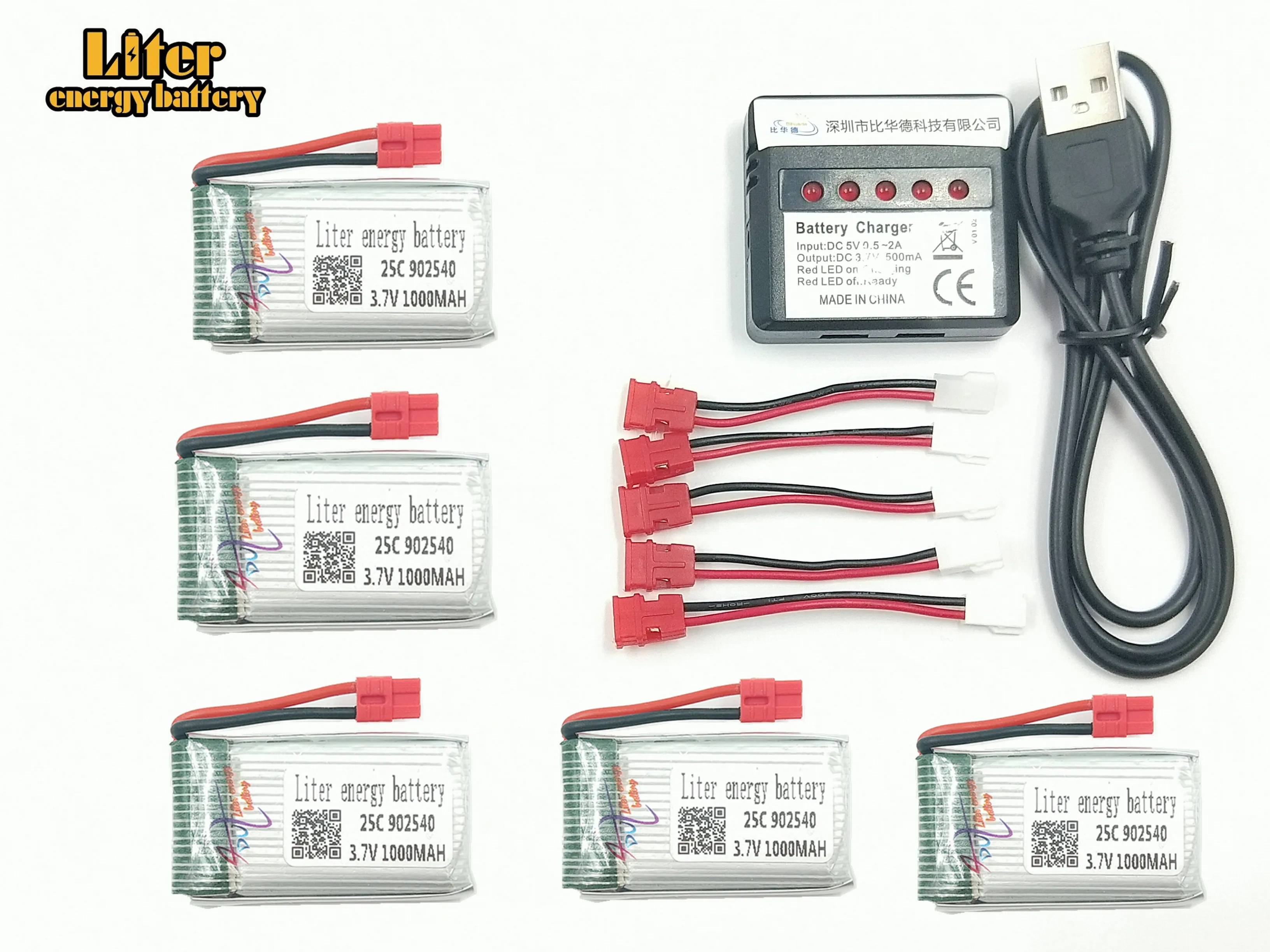 

3.7V 1000mAh 902540 LiPo Battery Integrated charger for SYMA X5hw x5hc RC Drone Quadcopter + AC 5in1 Charger Spare Parts Set